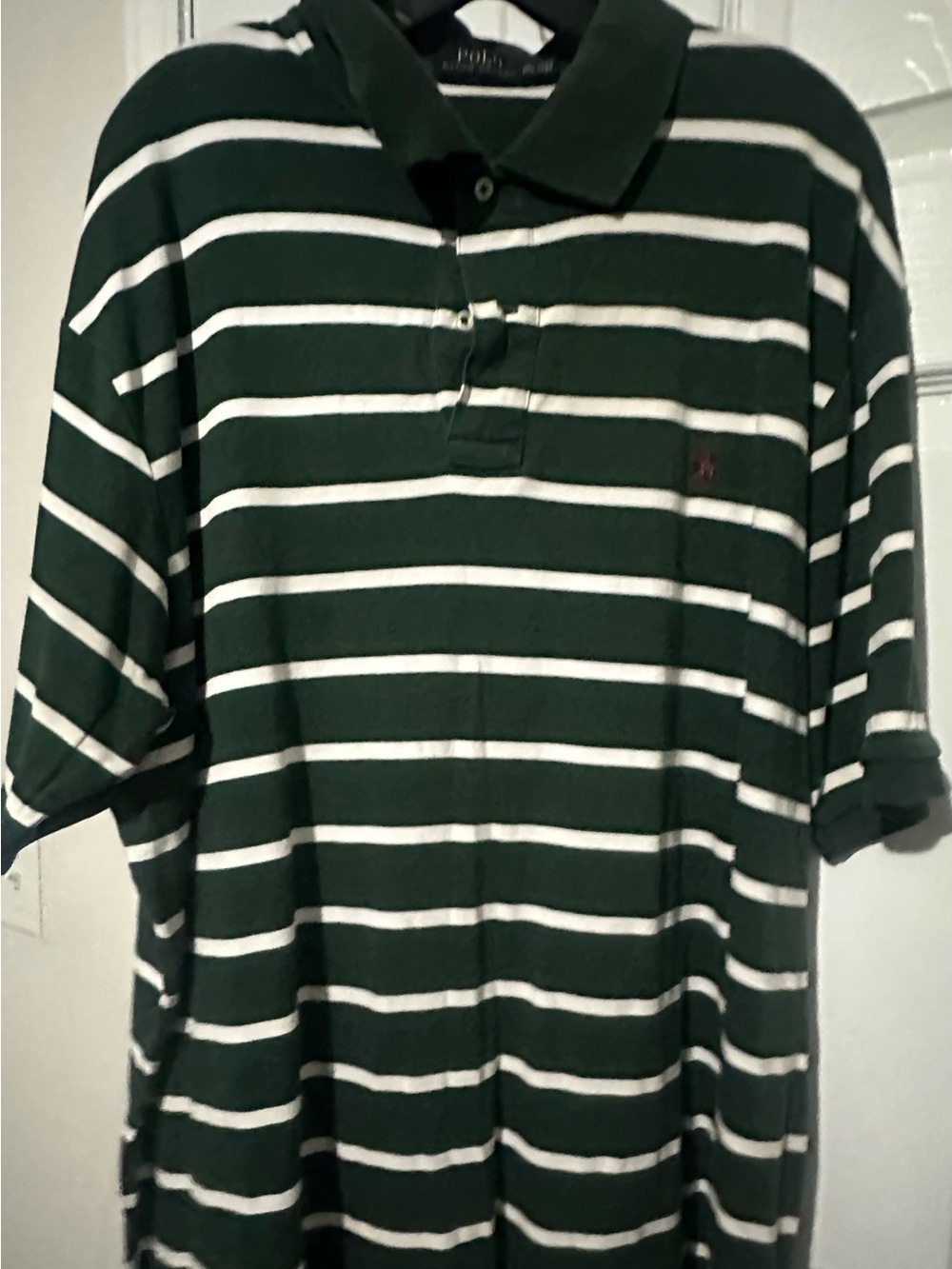 Ralph Lauren Dark Green and White Striped Polo
